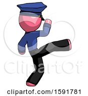 Pink Police Man Kick Pose