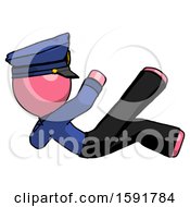 Poster, Art Print Of Pink Police Man Falling Backwards