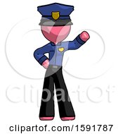 Poster, Art Print Of Pink Police Man Waving Left Arm With Hand On Hip