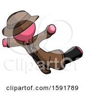 Poster, Art Print Of Pink Detective Man Skydiving Or Falling To Death