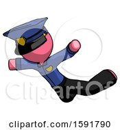 Poster, Art Print Of Pink Police Man Skydiving Or Falling To Death