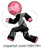 Poster, Art Print Of Pink Clergy Man Running Fast Left