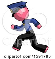 Poster, Art Print Of Pink Police Man Running Fast Left