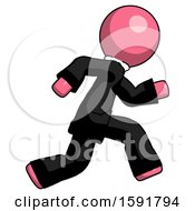 Poster, Art Print Of Pink Clergy Man Running Fast Right