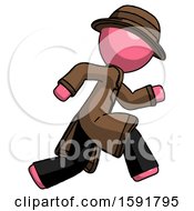 Poster, Art Print Of Pink Detective Man Running Fast Right