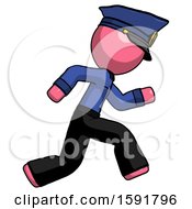 Poster, Art Print Of Pink Police Man Running Fast Right