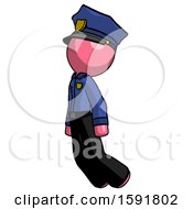 Poster, Art Print Of Pink Police Man Floating Through Air Left