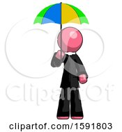 Poster, Art Print Of Pink Clergy Man Holding Umbrella Rainbow Colored
