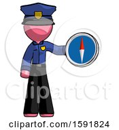 Poster, Art Print Of Pink Police Man Holding A Large Compass