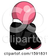 Poster, Art Print Of Pink Clergy Man Sitting With Head Down Back View Facing Right