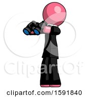 Poster, Art Print Of Pink Clergy Man Holding Binoculars Ready To Look Left