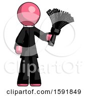 Poster, Art Print Of Pink Clergy Man Holding Feather Duster Facing Forward