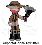 Poster, Art Print Of Pink Detective Man Holding Feather Duster Facing Forward