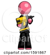 Pink Clergy Man Holding Large Drill