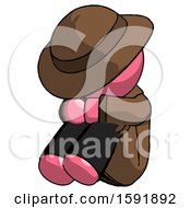 Pink Detective Man Sitting With Head Down Facing Angle Left