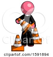 Pink Clergy Man Holding A Traffic Cone