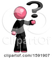 Poster, Art Print Of Pink Clergy Man Holding Question Mark To Right
