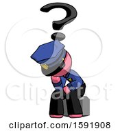Poster, Art Print Of Pink Police Man Thinker Question Mark Concept