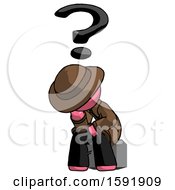 Poster, Art Print Of Pink Detective Man Thinker Question Mark Concept