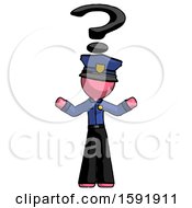 Poster, Art Print Of Pink Police Man With Question Mark Above Head Confused