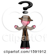 Poster, Art Print Of Pink Detective Man With Question Mark Above Head Confused
