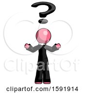 Poster, Art Print Of Pink Clergy Man With Question Mark Above Head Confused