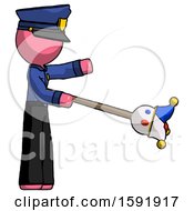 Poster, Art Print Of Pink Police Man Holding Jesterstaff - I Dub Thee Foolish Concept
