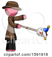 Poster, Art Print Of Pink Detective Man Holding Jesterstaff - I Dub Thee Foolish Concept