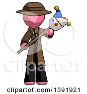 Poster, Art Print Of Pink Detective Man Holding Jester Diagonally