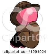 Pink Detective Man Sitting With Head Down Back View Facing Left