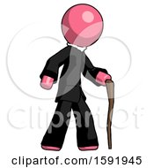 Poster, Art Print Of Pink Clergy Man Walking With Hiking Stick