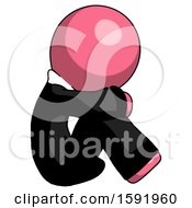 Poster, Art Print Of Pink Clergy Man Sitting With Head Down Facing Sideways Right