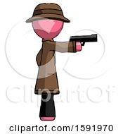 Poster, Art Print Of Pink Detective Man Firing A Handgun
