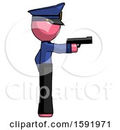 Poster, Art Print Of Pink Police Man Firing A Handgun
