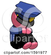 Poster, Art Print Of Pink Police Man Sitting With Head Down Facing Angle Right