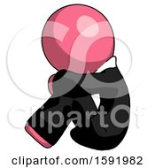Poster, Art Print Of Pink Clergy Man Sitting With Head Down Facing Sideways Left