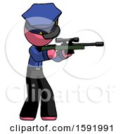 Pink Police Man Shooting Sniper Rifle