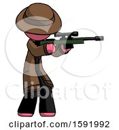 Poster, Art Print Of Pink Detective Man Shooting Sniper Rifle