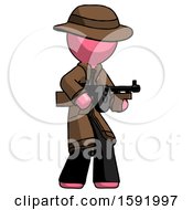 Poster, Art Print Of Pink Detective Man Tommy Gun Gangster Shooting Pose