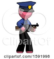 Poster, Art Print Of Pink Police Man Tommy Gun Gangster Shooting Pose