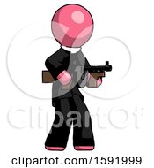 Poster, Art Print Of Pink Clergy Man Tommy Gun Gangster Shooting Pose