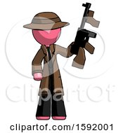 Pink Detective Man Holding Tommygun