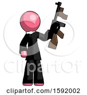 Poster, Art Print Of Pink Clergy Man Holding Tommygun