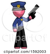Poster, Art Print Of Pink Police Man Holding Handgun