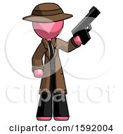 Poster, Art Print Of Pink Detective Man Holding Handgun