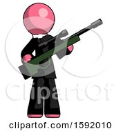 Poster, Art Print Of Pink Clergy Man Holding Sniper Rifle Gun