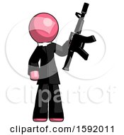 Poster, Art Print Of Pink Clergy Man Holding Automatic Gun