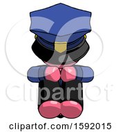 Poster, Art Print Of Pink Police Man Sitting With Head Down Facing Forward