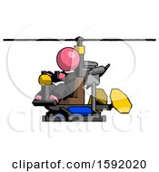 Poster, Art Print Of Pink Clergy Man Flying In Gyrocopter Front Side Angle View