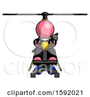 Poster, Art Print Of Pink Clergy Man Flying In Gyrocopter Front View